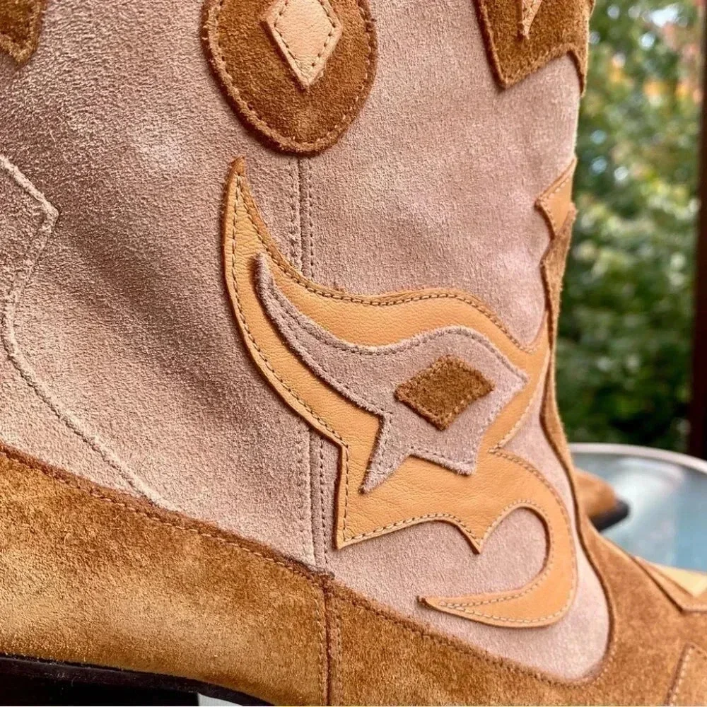 New Free People Toral Western Suede Boots Brown Womens 8 - Picture 7 of 13